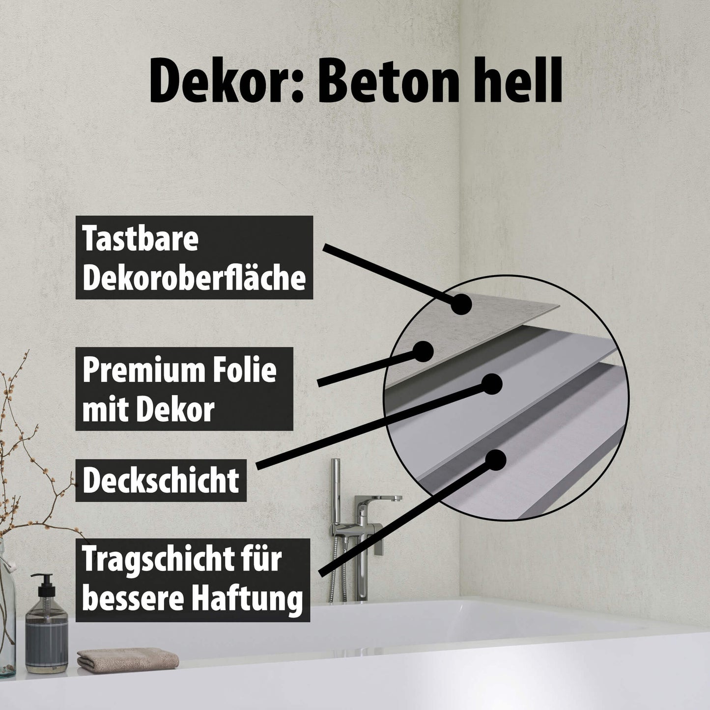 Duschrückwand - Beton hell (250x100cm)-3